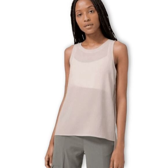 lululemon athletica Tops - Lululemon Beige Mesh Panel Tank Top Athletic Yoga Workout Size 2 NWT